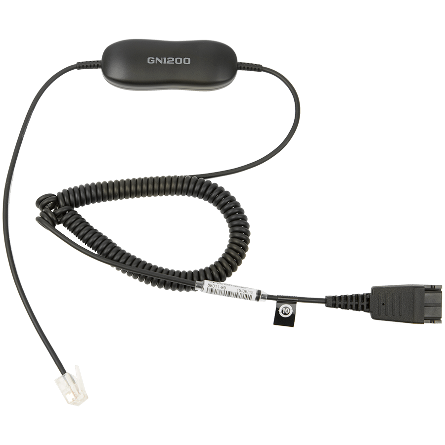 [88011-99] JABRA Smart Cord, QD to RJ10, coiled, 0,7 - 2 meters, with 8-position switch configurator, for STD Headsets