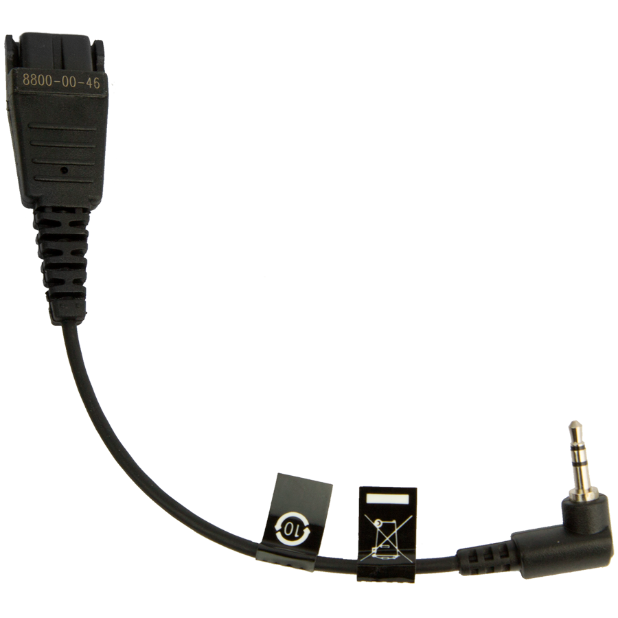 [8800-00-46] JABRA QD Cord to 2,5mm pin plug, angulate, 15cm, e.g. for Panasonic GB500, PLX CA40