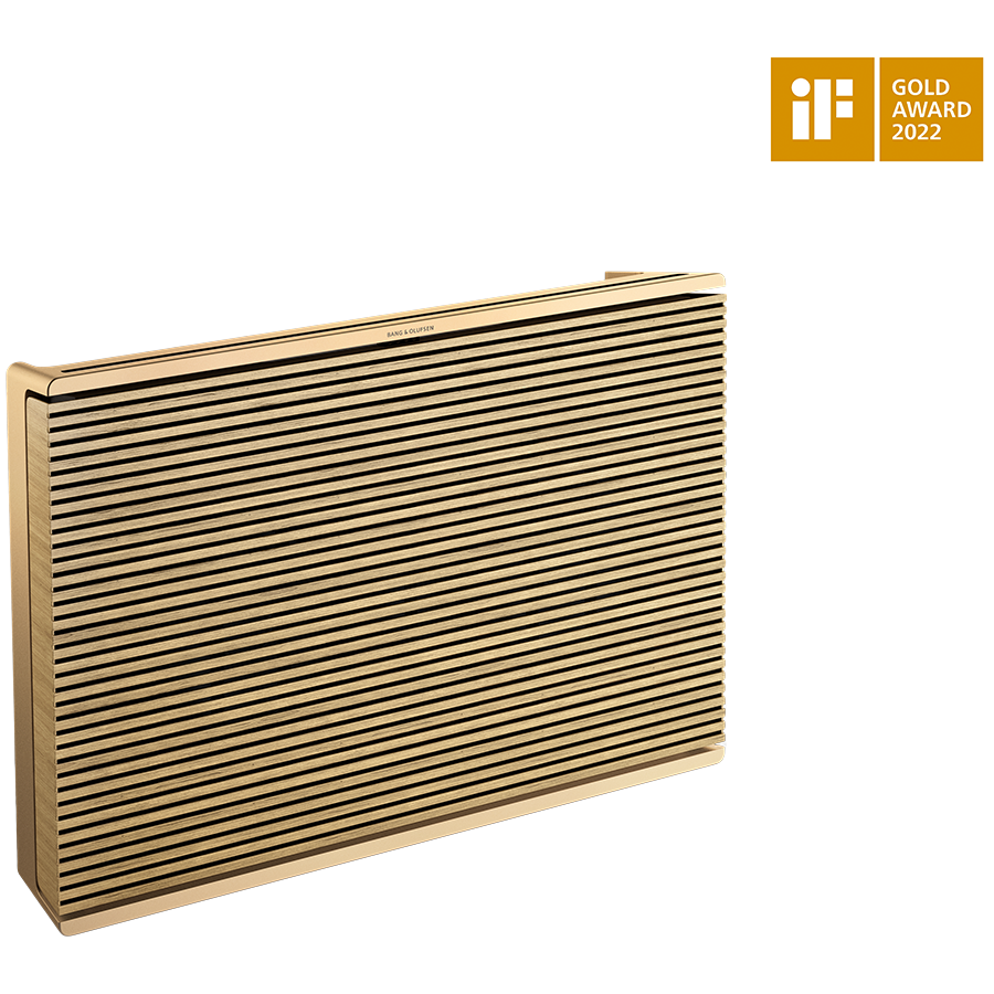 [1200498] Beosound Level Speaker Gold Tone Alu (Cover Light Oak)