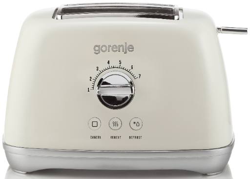 [29307] Gorenje Kitchen Toaster 1000W 2 Slots 7 Heating Levels T900RL Retro Ivory