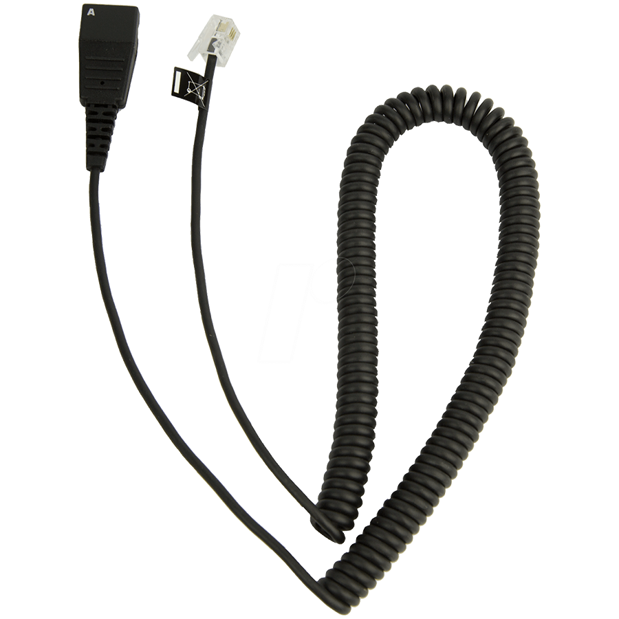 JABRA QD Cord to RJ10, coiled, 0,5 - 2 meters, for Lucent Callmaster V, VI, Cisco 79xx and PLX A22