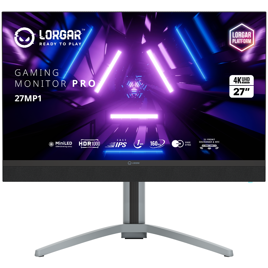 [LRG-27MP1U160-GY] LORGAR 27MP1, UHD MiniLED Gaming Monitor Pro, 27'' (3840*2160) fast IPS flat monitor, black/milky grey