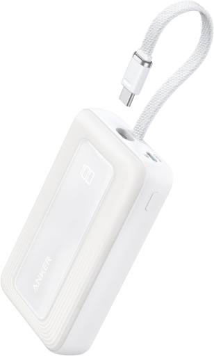 Anker Mobile Powerbank 10000 30W Built-In USB-C Cable White