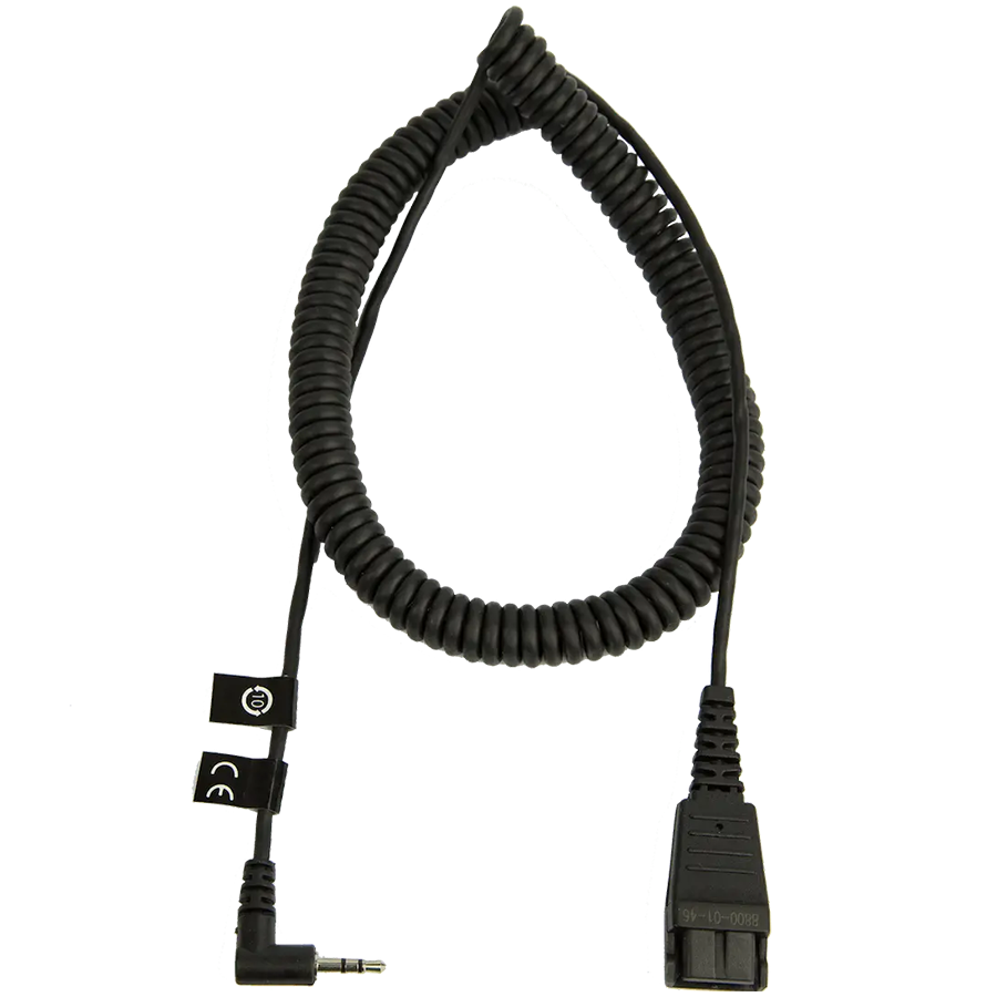 [8800-01-46] JABRA QD Cord to 2,5mm pin plug, coiled 0,5-2m, fi. for Panasonic GB500, PLX CA40