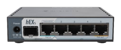 [29122] MikroTik Router Wired hEX S 5xGbE/2.5G SFP/PoE Out/USB E60iUGS