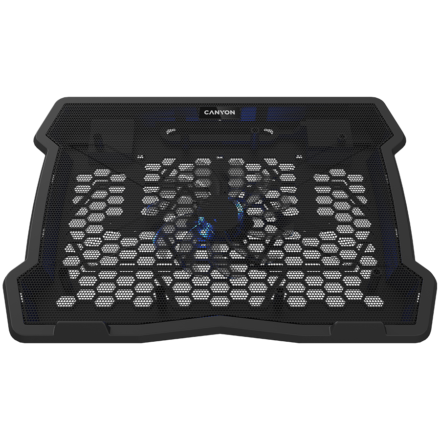 CANYON NS02, Cooling stand single fan with 2x2.0 USB hub, support up to 10”-15.6” laptop, ABS plastic and iron, Fans dimension:125*125*15mm(1pc), DC 5V, fan speed: 800-1000RPM, size:340*265*30mm, 406g