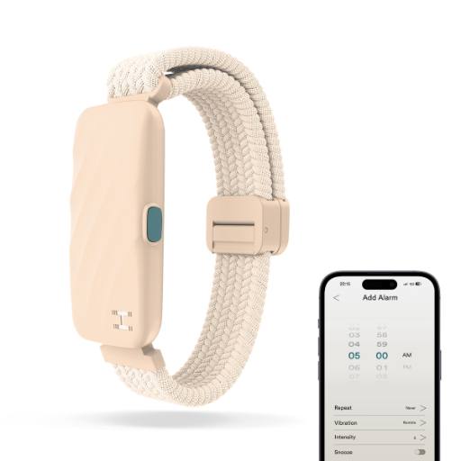 [29050] HoMedics WAKEBAND Cream White Vibrating Alarm Wristband for a Gentle Wakeup