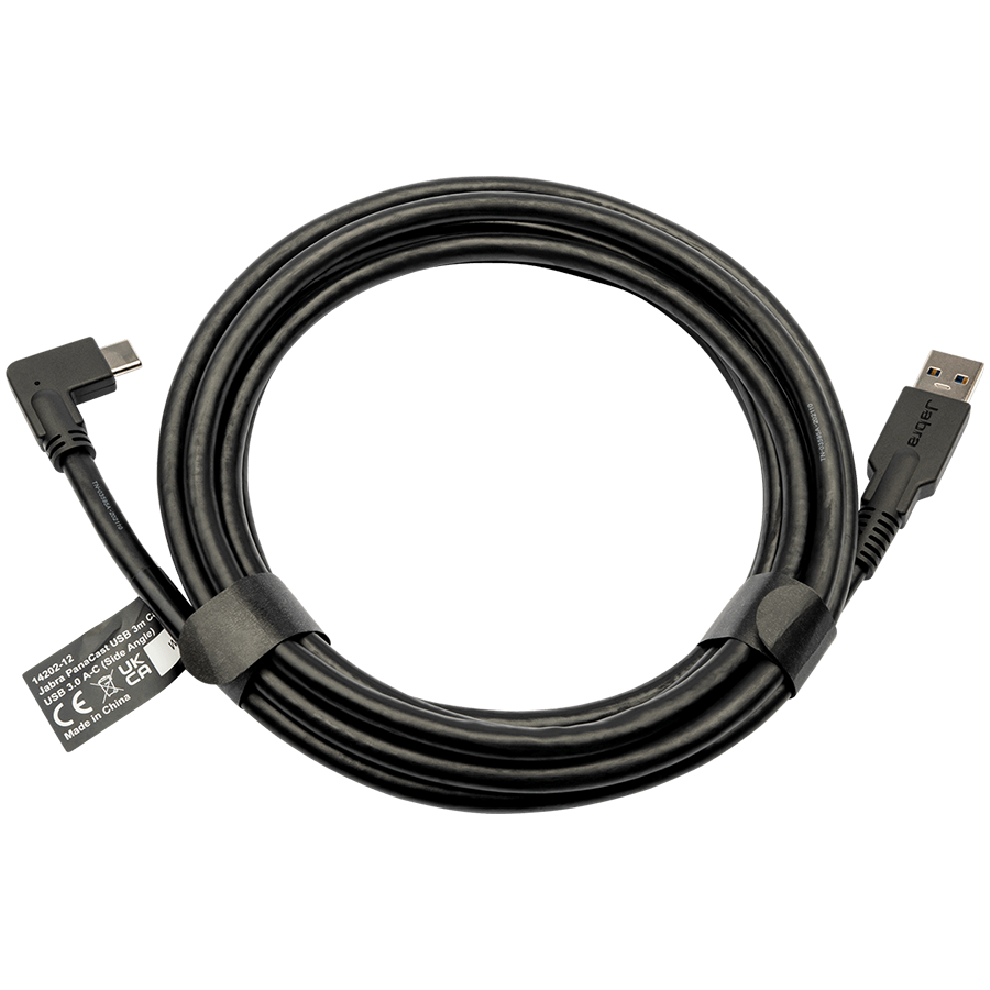 JABRA PanaCast USB Cable, USB 3.0, 3m, 90° USB-C connector to the JABRA PanaCast & a straight USB-A connector  to the compute unit