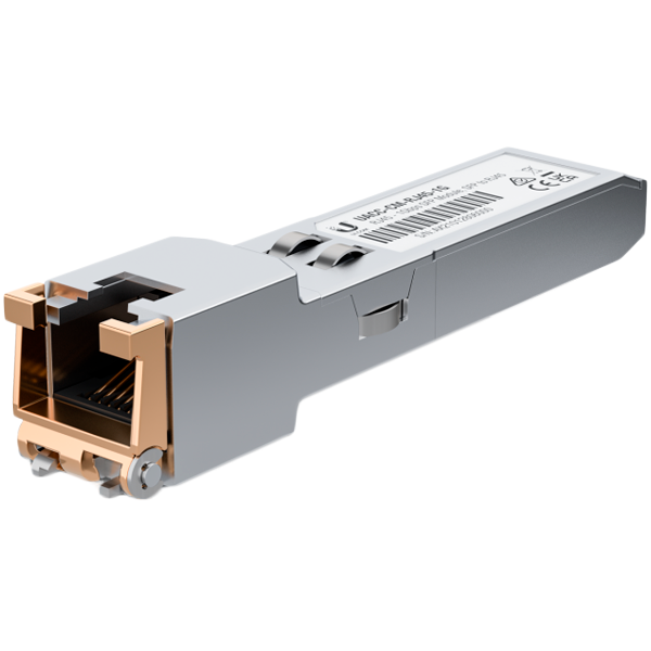 [UACC-CM-RJ45-1G] Ubiquiti UACC-CM-RJ45-1G SFP to RJ45 transceiver module that delivers 1 Gbps speed via a converted Ethernet connection.