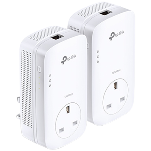 [TL-PA8010P KIT] AV1200 Gigabit Passthrough Powerline  Starter Kit, 1200Mbps Powerline Datarate,  Line-Neutral/Line-Ground 2*2 MIMO,1 Gigabit Ethernet port, HomePlug AV2, Green Powerline,  Plug and Play, Twin Pack
