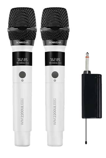 [28931] SonicGear WM2200UL DUAL Bianco 2 x Wireless 2.4GHz Rechargeable Microphone Handsets with LED Display