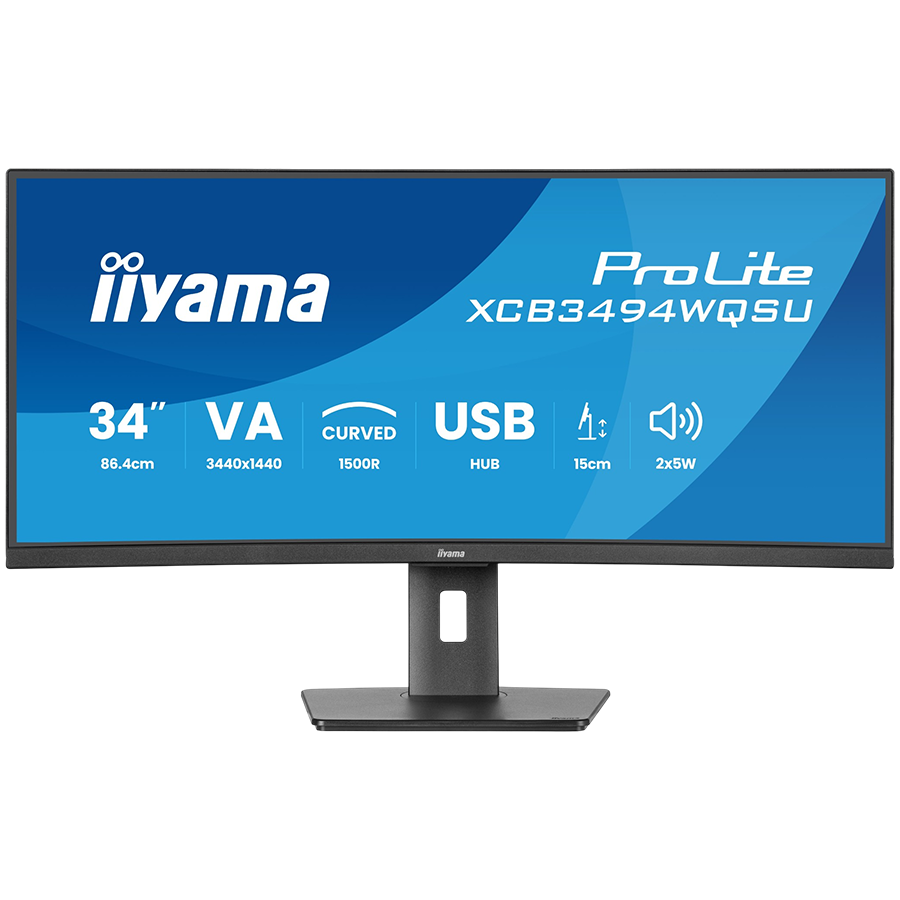 [XCB3494WQSU-B1] Iiyama XCB3494WQSU-B1 LED monitor curved 34 3440 x 1440 UWQHD 120 Hz VA 350 HDMI DisplayPort USB-C speakers matte black