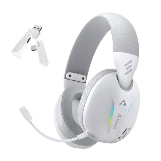 [28908] Armaggeddon COSMIC-V Gaming Headset USB+3.5mm+2.4G+BT PU Leather Ultraclear White