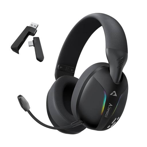 [28907] Armaggeddon COSMIC-V Gaming Headset USB+3.5mm+2.4G+BT PU Leather Ultraclear Black