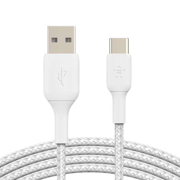 BELKIN USB-A to USB-C Cable Braided, 1M, White