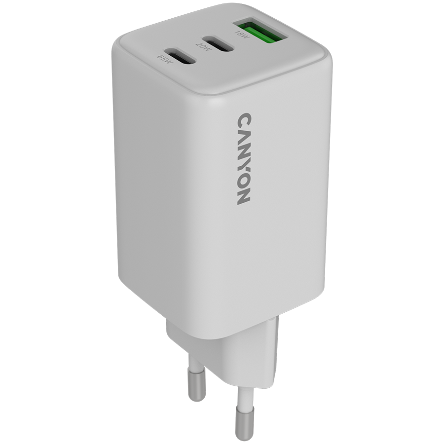 [CNS-CUW65ACC] CANYON charger CU65ACC GaN 65W 2xPD 1xQC EU White