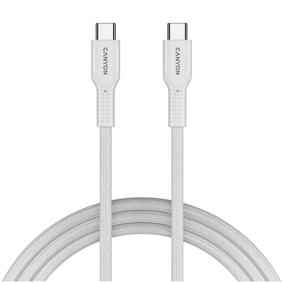 [CND-CCAP60AB10W] CANYON cable OnWire 60CL C-C 60W COLOR Braided 1m White