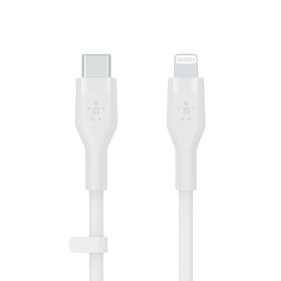 BELKIN BoostCharge Flex USB-C Silicone Cable with Lightning Connector, 1M, White