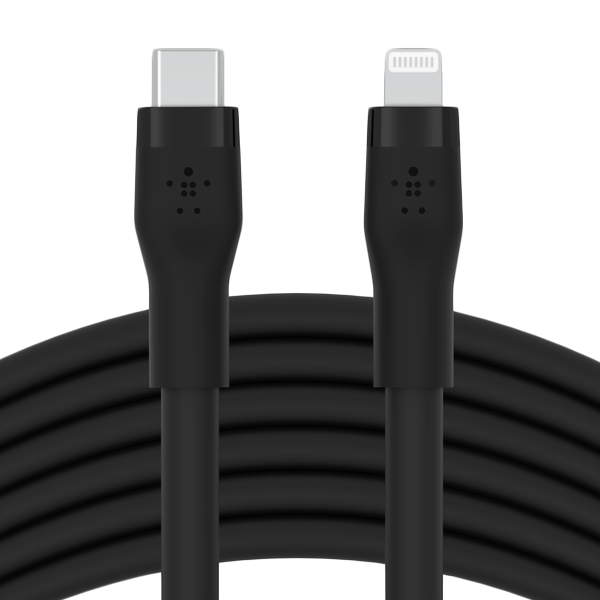 BELKIN BoostCharge Flex USB-C Silicone Cable with Lightning Connector, 3M, Black