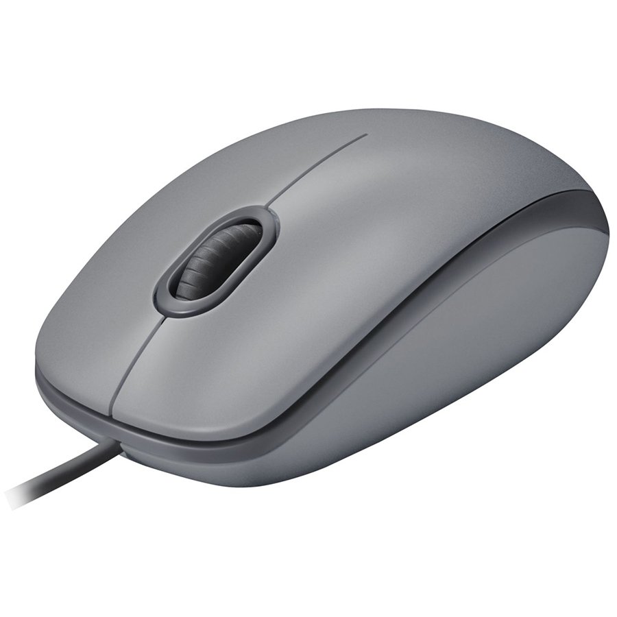 Logitech M110 Corded Mouse - Silent - Mid Grey - USB