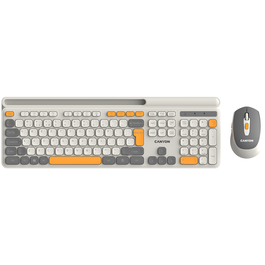 [CNS-HSETW5BG] Canyon HSET-W5 EN Keyboard+Mouse AAA+AA Wireless Beige