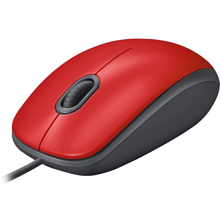 Logitech M110 Corded Mouse - Silent - Red - USB