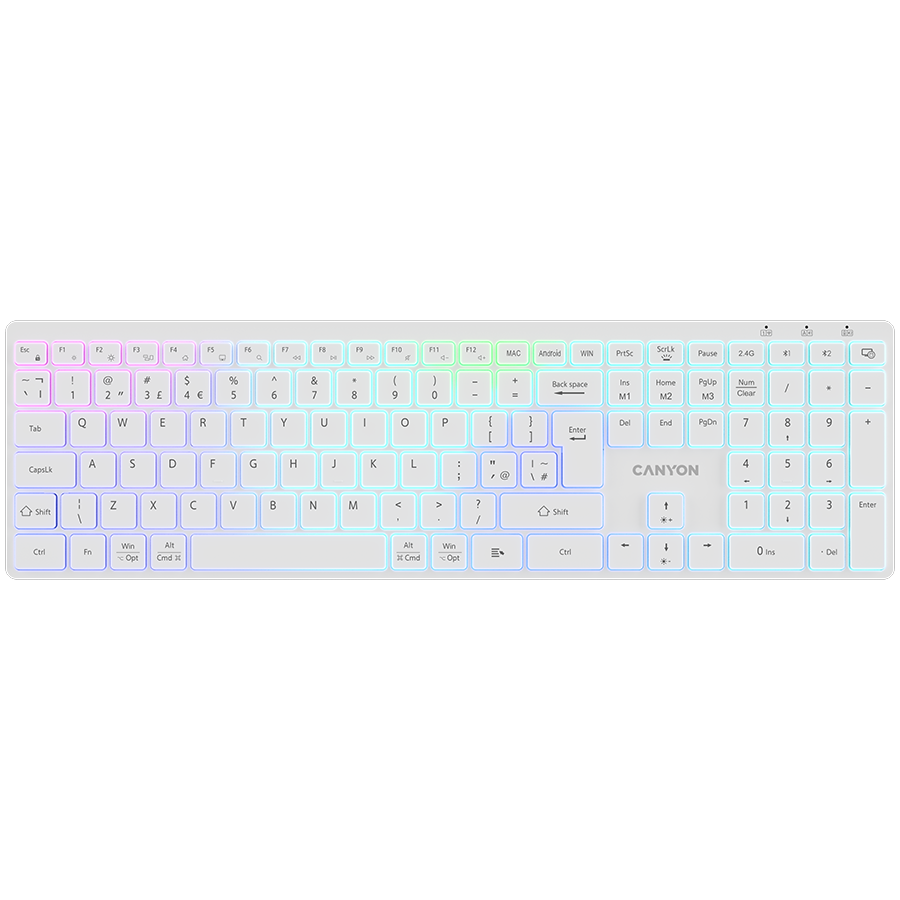 Canyon keyboard HKB-W11 UK/US RGB Dual Mode Wireless White