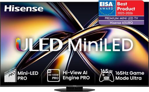 [28783] Hisense 65U8Q 65'' 4K Smart QLED MINI LED 165Hz Gaming TV