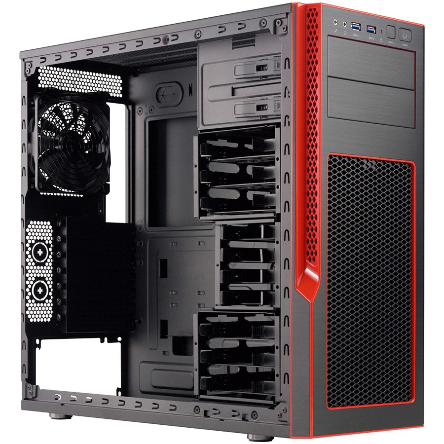 [SCGS5B-000R] Supemicro Black S5 Mid-Tower Chassis (Red Trim) W/OPower Supply