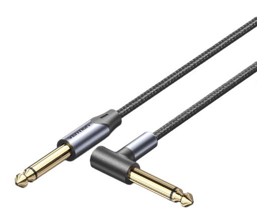 [28763] Vention AUDIO 6.3mm M-M Braided Cable Right Angle 5.0m BKEHJ
