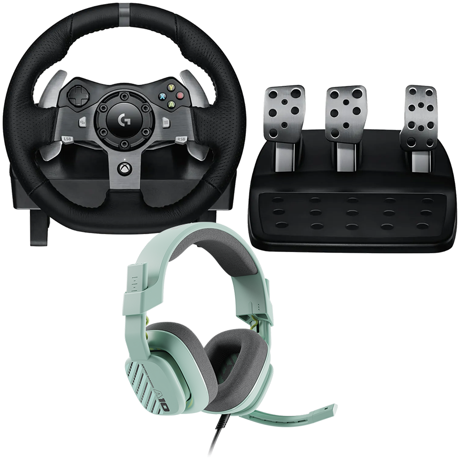 Logitech G920 Driving Force Racing Wheel + Astro A10 Grey/Green