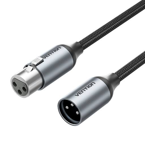 [28759] Vention AUDIO XLR M-F Cable Braided-Metal 3.0m BKHHI
