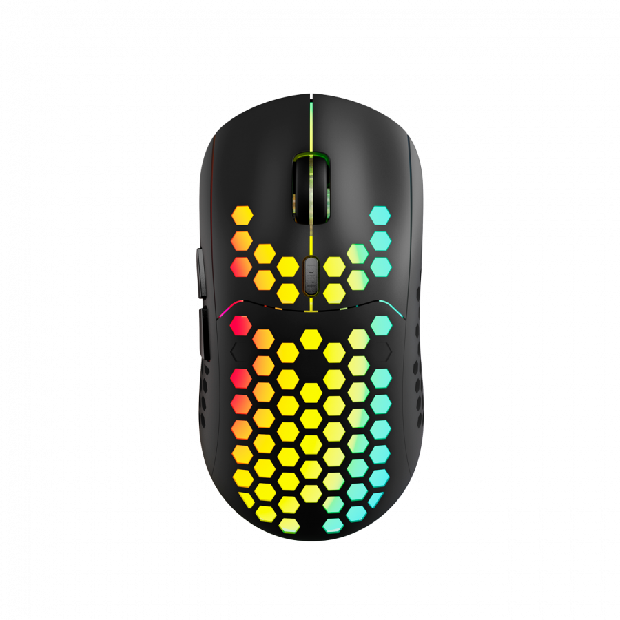 [CND-SGMW18] Canyon 7keys Gaming 2.4G wireless mouse, KA8 sensor, DPI up to 1600, rubber coating on panel, Huano 1million switch, 45cm PVC cable, ABS material. 400mAh battery, size: 125.8*63.7*41mm, weight: 95g, Black