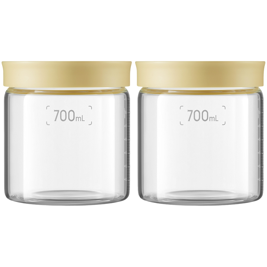 BUYDEEM Glass storage box 700ml x2, model CS1014, color Mellow Yellow