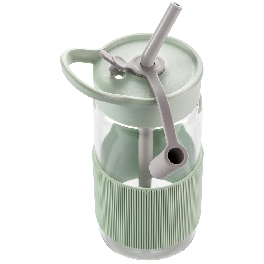 BUYDEEM Portable Glass Straw Bottle 500 ml, model CD1017, color Cozy Greenish