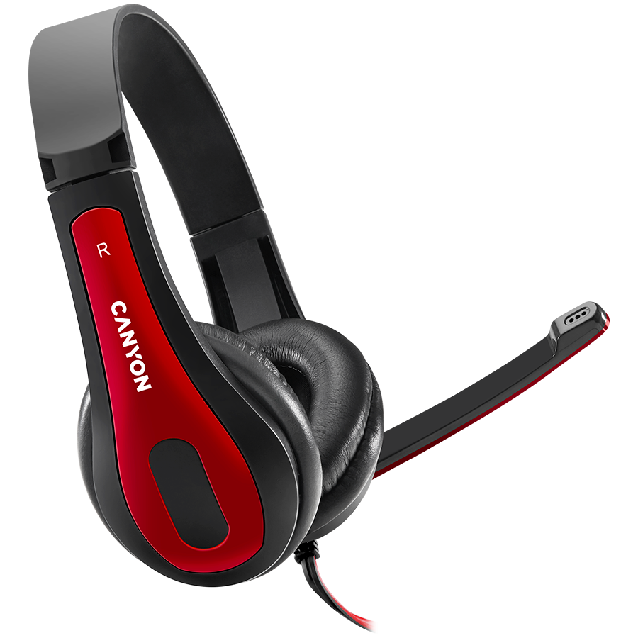 CANYON PC headset HSC-1 PC Mic Flat 2m Black Red
