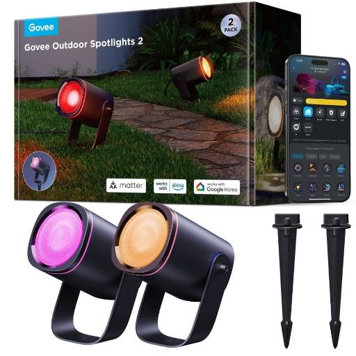 [28664] Govee Outdoor Smart Garden Spotlights IP67 RGBICWW H7093311 (2pack)