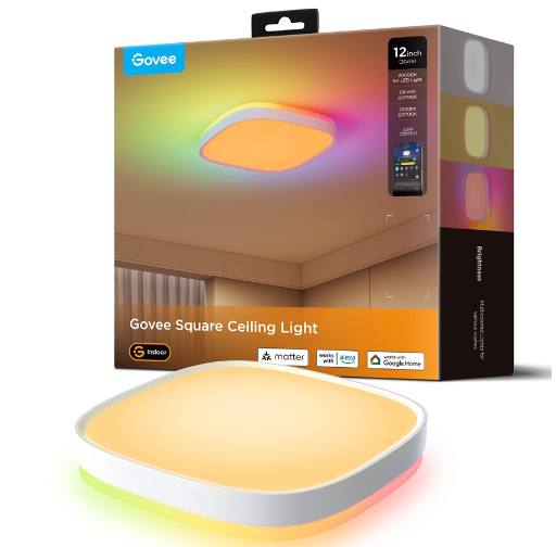 [28660] Govee Lamp Ceiling Smart LED 12inch Square Light RGBWW + RGBIC H80A4C01