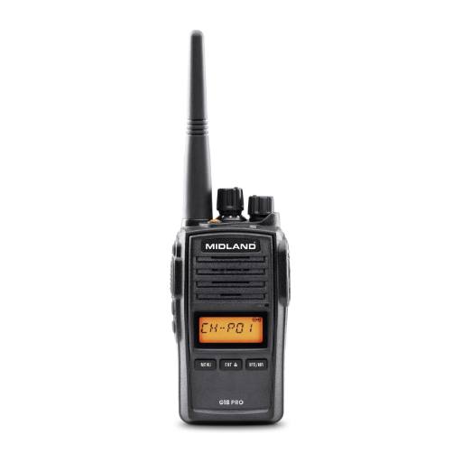 Midland G18 Pro NC (Noise Cancellation) PMR Radio IP67 Waterproof, Military Standard Certified, Long Battery Life & PC Programmable