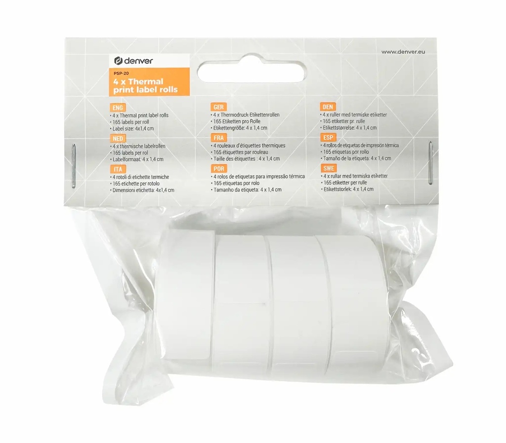 Denver PSP-20 Pack of 4x Label Sticker Rolls For MBP-16