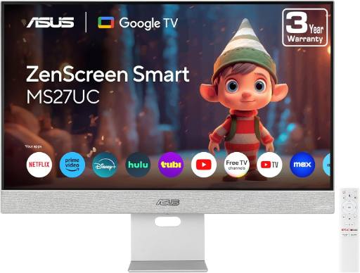 [28502] ASUS Monitor Smart 27" 4K Google TV, Chromecast, Speakers, USB-C/HDMI ZenScreen MS27UC