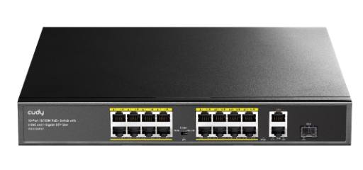 Cudy Switch PoE FE 16PoE + 2GbE + 1SFP Uplink 200W R/M FS1018PS1