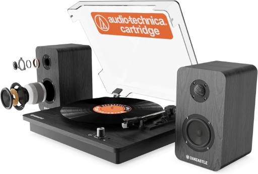 [28392] Majority Turntable TT200 Belt Drive & 2x External 50W Speakers (Oakcastle)