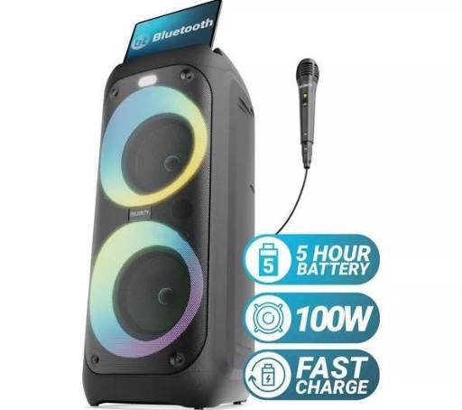 [28387] Majority Speakers Portable Karaoke P200 100W Wire Mic BT/USB/RGB UK