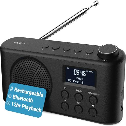 Majority ORWELL 2026 Portable FM/DAB Radio with Display & Bluetooth USB-C Rechargeable