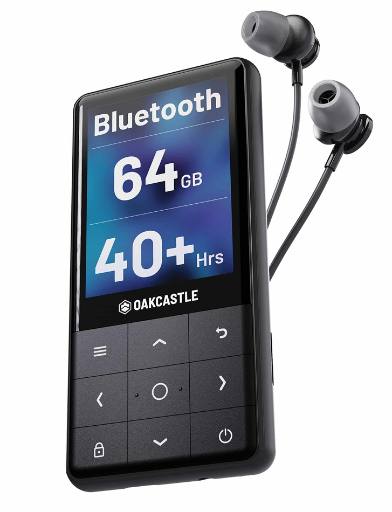 [30453] Oakcastle MP300 Portable MP3 Player Metal Design with 64GB Memory, Built-in Speaker, Bluetooth for Wireless Streaming & Wired Earphones Included