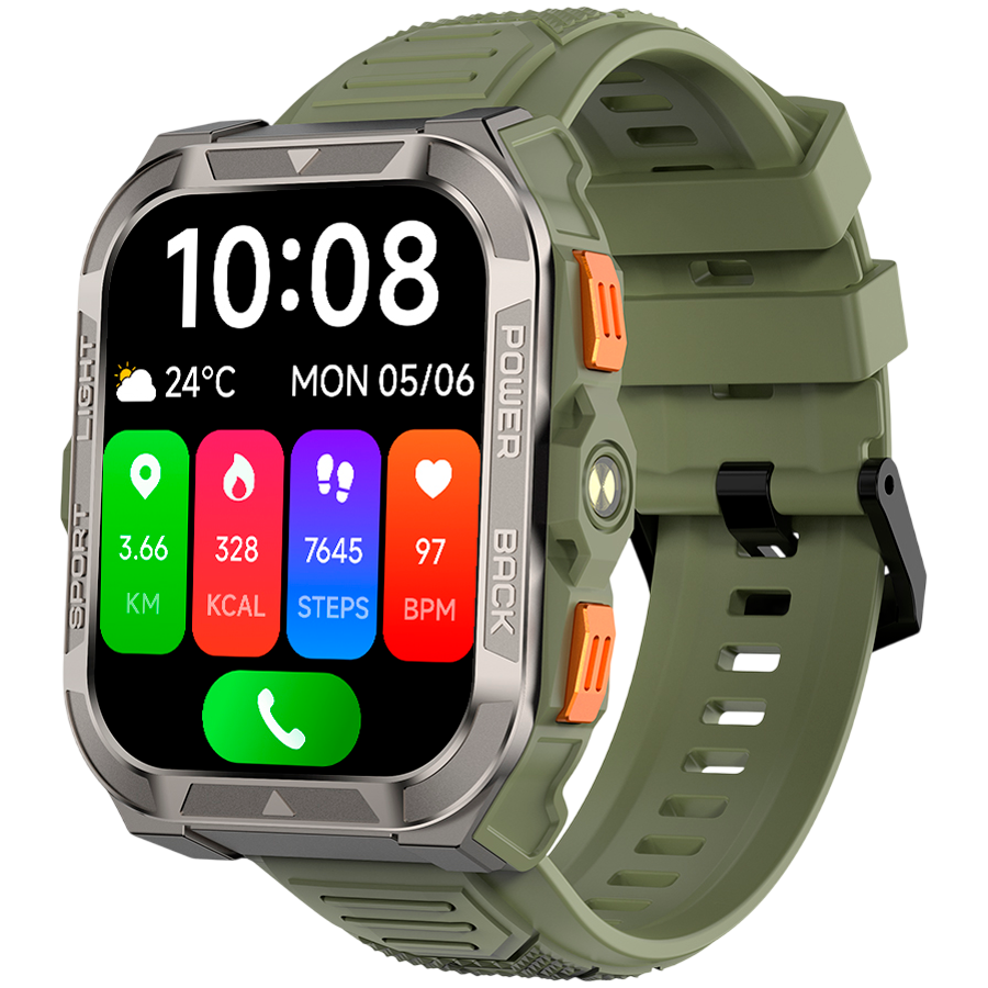 Blackview W80Pro 1.91 inch TFT HD LCD 280x320 RAM 480KB+ROM 640KB 900mAh GPS Call funcation Advanced CyweeMotion Sleep-tracking Algorithm Green