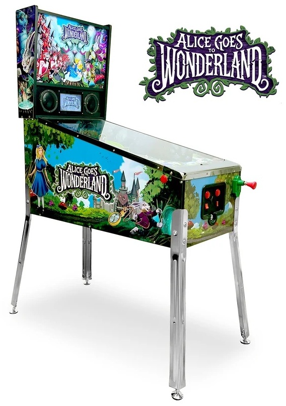 [30902] Alice Goes to Wonderland Home Pinball Machine with Real Flippers, Bumpers, Ramps & Multiball, Wi-Fi High Scores, Custom Art
