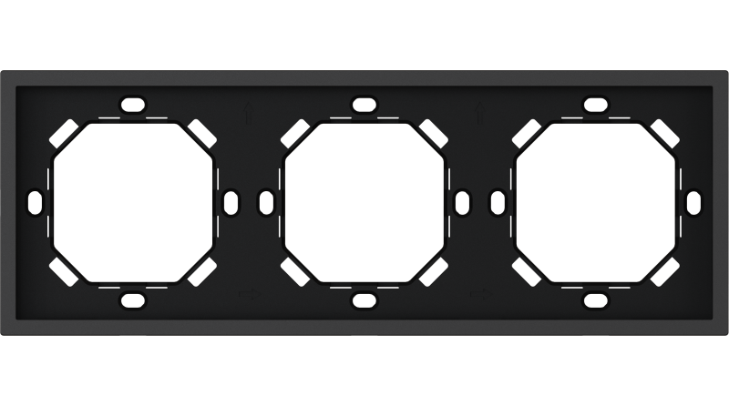 HDL Panel XELENT SERIES Charcoal Grey Panel Frame 3 Gang