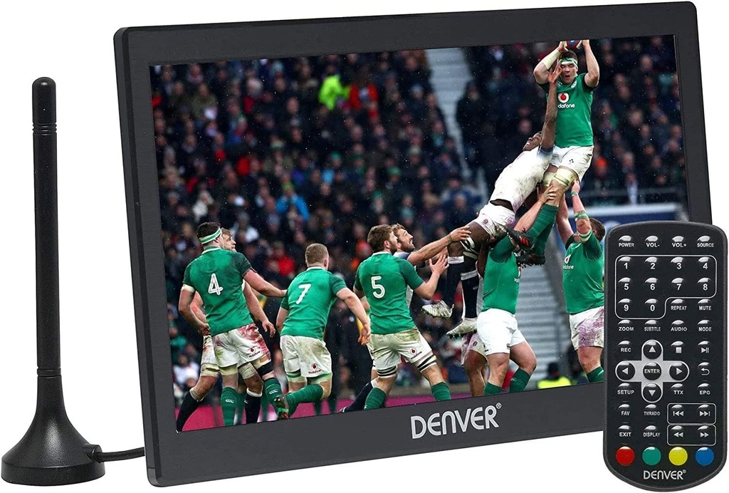 [31273] Denver AV LED TV 10” with DVB-T2, USB, HDMI input Rechargeable Battery & 12V LED-1033